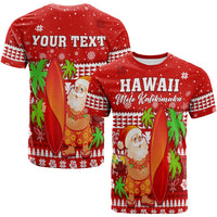 Custom Mele Kalikimaka T Shirt Santa Claus Hawaii Christmas LT13 Unisex Red - Polynesian Pride
