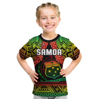 Samoa Rugby T Shirt Teuila Torch Ginger Gradient Style LT14 Kid Black - Polynesian Pride