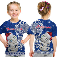 (Custom Personalised) New Zealand Christmas T Shirt KID Hei Tiki Blue Pohutukawa Meri Kirihimete LT14 Youth XL Size14 - Polynesian Pride