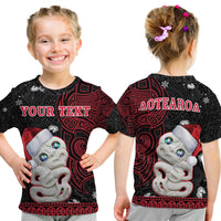 (Custom Personalised) New Zealand Christmas T Shirt KID Hei Tiki Red Pohutukawa Meri Kirihimete LT14 Youth XL Size14 - Polynesian Pride