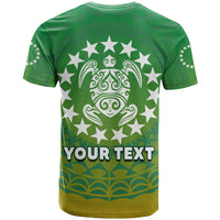 Custom Cook Islands T Shirt Circle Pattern Mix Sea Turtle Green Version LT14 - Polynesian Pride