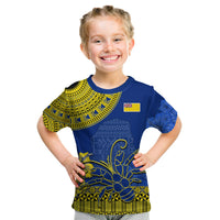 Niue Hiapo T Shirt KID Rock of Polynesia Tapa Niuean Crab Happy Day LT13 Youth XL Size14 - Polynesian Pride