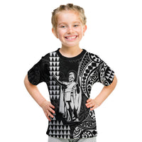 Hawaii Day Kakau T Shirt KID Proud To Be Hawaiian Black King Kamehameha and Kanaka Maoli LT13 Youth XL Size14 - Polynesian Pride