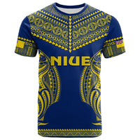 Niue T Shirt Hiapo Mix Polynesian Happy Constitution Day LT14 Blue - Polynesian Pride