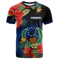 Custom Pohnpei State T Shirt FSM Hibiscus Flowers Mix Polynesian LT14 Blue - Polynesian Pride