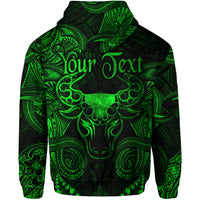 Custom Taurus Zodiac Polynesian Zip Hoodie Unique Style Green LT8 - Polynesian Pride