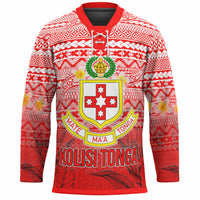 Tonga Custom Personalised Hockey Jersey - Kolisi Tonga With Tropical Flowers LT10 Unisex Red - Polynesian Pride