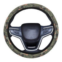 Tropical Hibiscus Monstera Leaf Hawaii Universal Steering Wheel Cover with Elastic Edge One Size Blue Steering Wheel Cover - Polynesian Pride