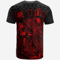 Tuvalu T Shirt Tuvaluan Coat of Arms Turtle Hibiscus Red - Polynesian Pride