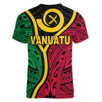 Vanuatu V-Neck T Shirt Tribal Vanuatu Coat Of Arms Flag Style LT9 - Polynesian Pride