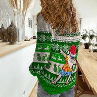 Hawaii Mele Kalikimaka Women Causal Shirt Dabbing Santa Green Merry Christmas LT14 - Polynesian Pride