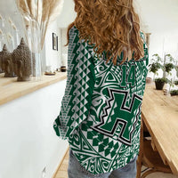 (Custom Text And Number) Hawaii Football Women Casual Shirt Rainbow Warriors Tribal Kakau LT14 - Polynesian Pride