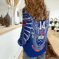 (Custom Text And Number) Samoa Rugby Women Causal Shirt Manu Samoa 7s Ginger Blue Polynesian LT14 - Polynesian Pride