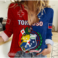 (Custom Personalised) TokoUso Women Casual Shirt Tonga and Samoa United We Stand Divided We Fall LT14 Female Blue - Polynesian Pride