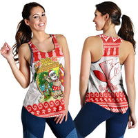 Custom Personalised Hawaii Christmas Women Racerback Tank Kanaka Polynesian Santa Claus Mele Kalikimaka LT14 4XL Red - Polynesian Pride