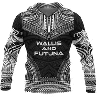 Wallis and Futuna Polynesian Chief Hoodie Unisex Black - White - Polynesian Pride
