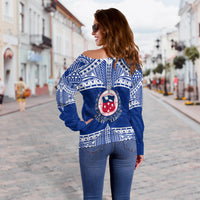 Toa Samoa Rugby Women Off Shoulder Sweater Siva Tau LT6 - Polynesian Pride
