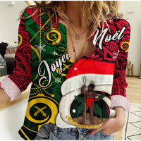 Vanuatu Christmas - Joyeux Nol Santas God Yumi Women Casual Shirt - LT2 Female Purple - Polynesian Pride