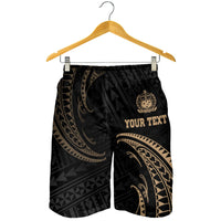Samoa Polynesian Custom Personalised Men's Short - Gold Tribal Wave - Polynesian Pride