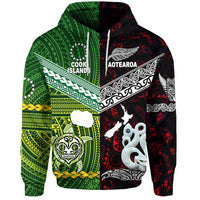 New Zealand Cook Islands Hoodie Maori and Polynesian Together Red LT8 - Polynesian Pride