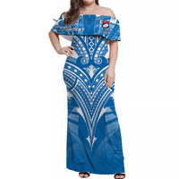 Custom Polynesian Couple Outfits Samoa Rugby Matching Dress and Hawaiian Shirt Toa Samoa Blue Style LT2 - Polynesian Pride