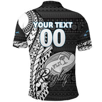 Custom Fiji Rugby Bati Tapa Pattern Polo Shirt LT2 BLACK - Polynesian Pride