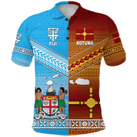 Fiji Rotuma Polo Shirt Tapa Pattern Together LT8 Blue - Polynesian Pride