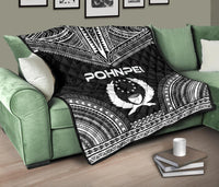 Pohnpei Premium Quilt - Pohnpie Flag Polynesian Chief Black Version - Polynesian Pride