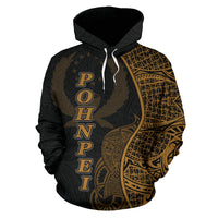 Pohnpei Polynesian Hoodie Coconut Tree Gold - Polynesian Pride