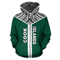Cook Islands Zip Hoodie Cook Islands Flag Tiki Wooden Statue A6 - Polynesian Pride