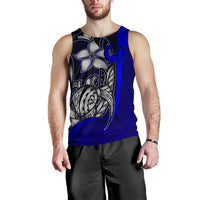 Pohnpei Micronesia Men's Tank Top Blue - Turtle With Hook - Polynesian Pride
