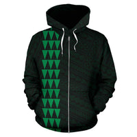 Polynesian Kakau Seal of Hawaii Zip Hoodie Green - Polynesian Pride