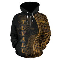 Tuvalu Polynesian Zip up Hoodie Coconut Tree Gold - Polynesian Pride