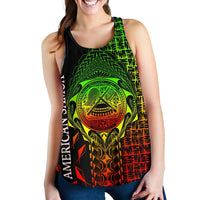 American Samoa Custom Personalised Women's Racerback Tank - AS Seal Rocket Style (Reggae) - Polynesian Pride