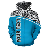 Tuvalu Polynesian Custom Zip up Hoodie Curve Blue - Polynesian Pride