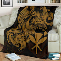 Polynesian Hawaii All Over Premium Blanket - Kanaka Maoli Gold Turtle - Polynesian Pride