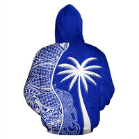 Pohnpei Polynesian Hoodie Coconut Tree Blue - Polynesian Pride