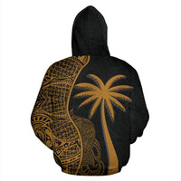 Tuvalu Polynesian Custom Zip up Hoodie Coconut Gold - Polynesian Pride