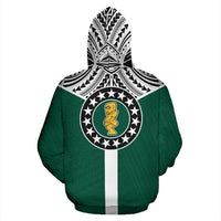 Cook Islands Zip Hoodie Cook Islands Flag Tiki Wooden Statue A6 - Polynesian Pride