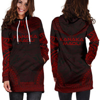 Kanaka Maoli Women's Hoodie Dress - Polynesian Red Chief - Polynesian Pride