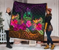 Guam Polynesian Premium Quilt - Summer Hibiscus - Polynesian Pride
