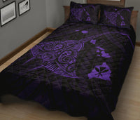 Hawaii Manta Ray Map Polynesian Purple Quilt Bed Set - Polynesian Pride