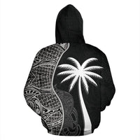 Tuvalu Polynesian Zip up Hoodie Coconut Tree Black - Polynesian Pride