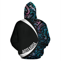 Aotearoa Maori Dolphin Hoodie, Koru Aihe Paua Shell Pullover Hoodie - Polynesian Pride