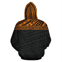 Poly All Over Zip up Hoodie Polynesian Orange Black Version - Polynesian Pride