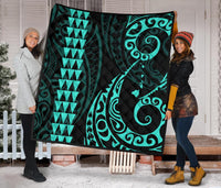 Hawaii Kakau Green Polynesian Premium Quilt - Polynesian Pride