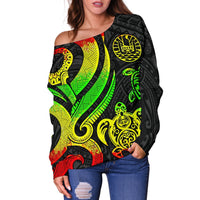 Tahiti Polynesian Women Of Shoulder Sweater - Reggae Tentacle Turtle - Polynesian Pride