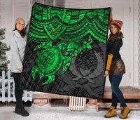 Pohnpei Polynesian Premium Quilt - Polynesian Green Turtle - Polynesian Pride
