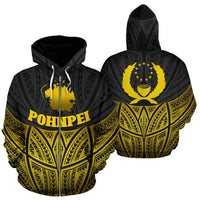 Pohnpei Polynesian Zip up Hoodie Gold Pride Map and Seal Unisex Gold - Polynesian Pride