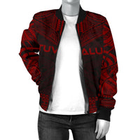 Tuvalu Polynesian Chief Women'S Bomber Jacket - Red Version - Polynesian Pride